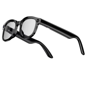 AI Translation Smart Glasses with Chat and Camera Lens Bluetooth Calls Glossy Black Frame Voice Assistant for Travel Use