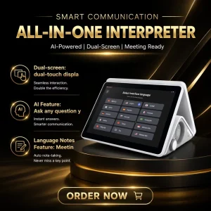 AI Translator Device 165 Languages Dual 10.1″ Touch Screen Offline Real Time Translation Terminal for Business Hotel Hospital