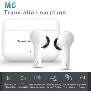 AI Translator Earbuds Real-Time Two-Way Voice Translation Headphones Noise Reduction Song Playback Offline Translation