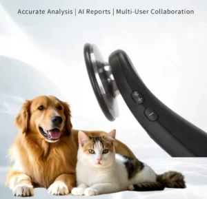 AI Veterinary Smart Stethoscope for Dog Cat Digital Electronic Pet Cardiac Diagnostic Stethoscope Multi User Remote Data Sharing
