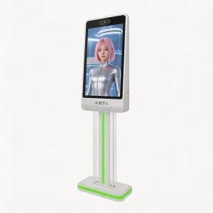 AI Virtual Assistant Kiosk 32 Inch Touchscreen LED Light Digital Human Interactive Terminal for Hotel Bank Lobby Service