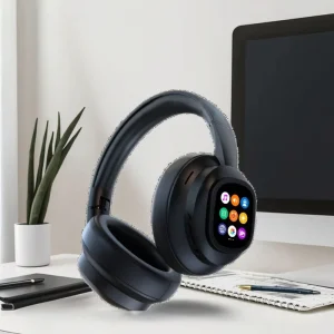 AI X1 Pro Smart ANC Headset AI Translation Screen for 6.0 30H Battery IP65 Waterproof Metal Leather Over Ear Mobile Phone