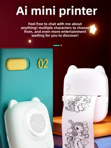 AI powered Smart Voice Activated Drawing Recording Text to Image Printing Mini Portable Thermal Printer Made China Kids