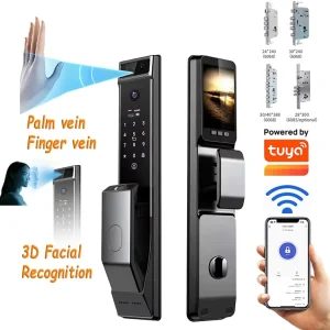 AIEN TUYA WiFi Fingerprint Password Key Swipe Card 3D Face Recognition Video Intercom Entrance Door Fully Automatic Smart Locks