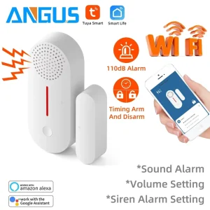 ANGUS WiFi Sensor Door and Window Burglar Alarm Sound Light Remote Control Doorbell Emergency Anti theft Door Magnetic Sensor