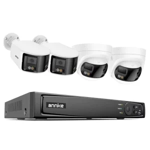 ANNKE 8CH 12MP H.265+ PoE NVR 4pcs 4K PoE IP Dual Lens Smart Dual Light Panoramic CCTV Camera Security Surveillance System