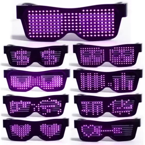 APP Control Luminous Shielding USB Charging Multi language Flashing LED Glasses Smart Glasses for Raves Festivals Fun Parties
