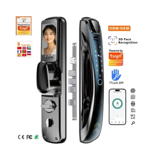 APP Fingerprint & Face Recognition Smart Door Lock with Camera Aluminum Door Compatible Cloud Storage