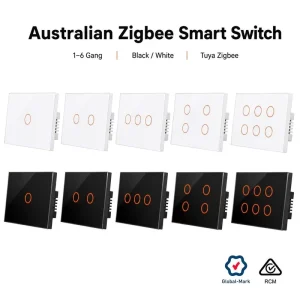 AU NZ Standard Zigbee Smart Touch Switch RCM Certified 1 2 3 4 6 Gang Tempered Glass Panel for Home Automation System