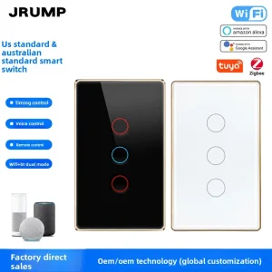 AU US Standard Wifi Zigbee Smart Switch Aluminum Alloy Frame Wall Switch With Voice Control