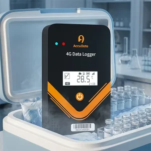 AccuData S360 4G Real time Temperature Humidity Data Logger for Medical Vaccine Cold Chain Pharmacy Fridge Monitoring