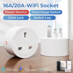 Adaptor UK Plug Outlet Smart Home Life APP Google Home Alexa 20A 16A Power Monitor WiFi Socket