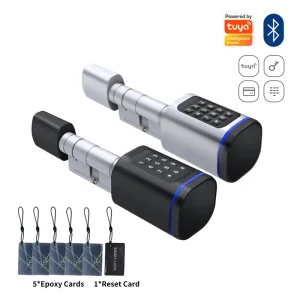 Adjustable 70mm Backset Aluminium Alloy Digital Door Cylinder Smart APP Fingerprint Recognition Zinc Plated Finish