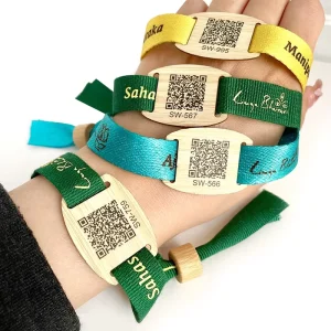 Adjustable Passive Festival Fabric Wristbands Nfc FM1108 Ntag 213 Ntag 215 Ntag216 Smart Rfid Band for Events Woven Bracelet