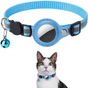 Adjustable Reflective Cat Kitten Collar Holder Safety Breakaway Bell GPS Receiver Bluetooth IOS Android