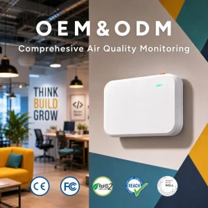 Aeropulse A100 Smart Modbus RS485 PoE NDIR CO2 H2S NH3 Pressure Humidity IAQ Multi Sensor Public Restroom Smart Office CE FCC