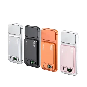 Aerospace Aluminum Magnetic Power Bank with TFT Smart Display 15W Wireless Fast Charging N52 Stand Palm-Sized High Capacity