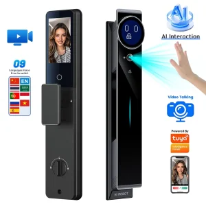 Ai Smart Locks Palm Vein Two-Way Audio Smart Lock Tuya App Remote Face ID Smart Fingerprint Door Lock