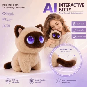 Ai Smart Plush Cat Robot Electric Musical Sing Talk Dance Plush Toy PP Cotton Kids Gift Companion Electronic Pet Toy