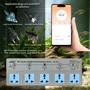 Ai5 Aquarium Smart Power Strip WiFi App Remote Control Outlet Programmable Timer Socket for Fish Tank Equipment