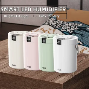 Air Humidifier Smart Digital Display Dual Spray Evaporative Humidifier 2.0 3.0L Large Capacity 1200mAh Night Light