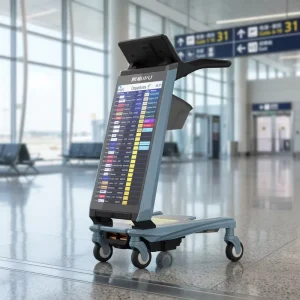 Airport Smart Trolley AI Indoor Navigation Entertainment Video Tourism Digital Poster LCD Screen 21 9 Touchscreen 1 Year