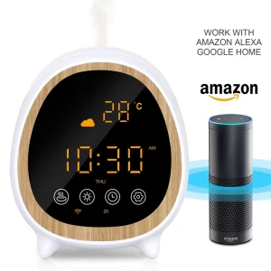 Alarm Aroma Diffuser Appliance Clock Smart Humidifier Wood Essential Oil Diffuser for Home