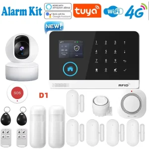 Alarm Kit 4G New 103 Wireless Home Security System PIR Motion Sensor Siren WiFi GSM Burglar Alexa Google ABS Material App