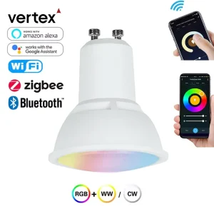 Google Smart LED Bulb for Home, Alexa-Compatible, 5W RGB CCT 2700–6000K, Tuya Smart GU10 Bulb with White Remote Control