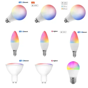 Multicolor Smart Bulb, Compatible with Alexa and Google Home Voice and App Control, Dimmable, E26 E27 GU10 Bases, No Hub Required