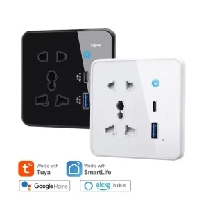 Alexa Smart Home Tuya Fast Charging Type C USB Ports 240V Power Outlet Plug Wifi zigbee Smart Universal Wall Socket