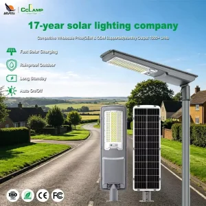 All In one Solar Street Light LED Outdoor Lamp IP65 Rainproof Auto on Off Fast Charging for Road Lighting
