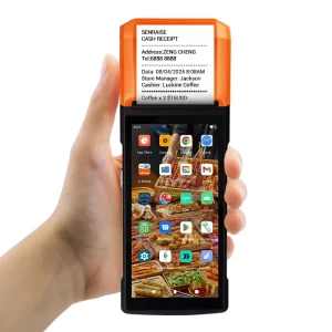 All One Mobile POS Supermarket Cash Machine Payment Terminal 4G Handheld Bluetooth USB Android 13.0 5.5” Display 3GB RAM 32GB