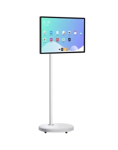 All in One Mobile Touch LCD Monitor 27″ LED White Android Smart Display 4K Full HD Floor Standing Camera Video