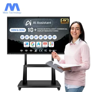 All in One Smart Board AI Assistant 4K Smart Interactive Whiteboard with Camera EDLA Android for Education Meeting Display