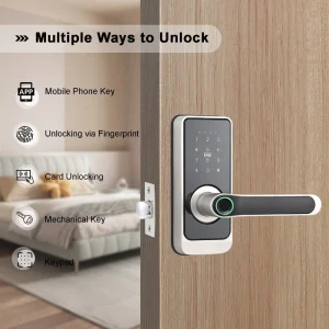 Aluminium Alloy Wood Door Smart Card Passcode Fingerprint Mechanical Key Home Apartment Lock System LOCKAI Wi Fi for Cloud
