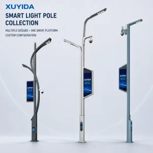 Aluminum AC Smart Street Light Pole Customized 5G With CCTV Camera LED Screen WiFi Smart City Outdoor Lighting