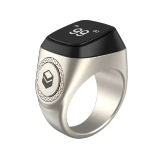 Aluminum Alloy Digital Tasbih OLED Screen Smart Zikr Ring with Battery Charging Case Vibration Reminder APP Support