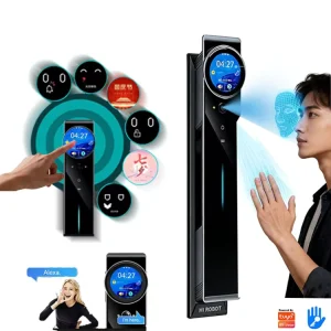 Aluminum Alloy Fingerprint Biometric Facial Recognition Palm Vein AI Smart Screen Fully Automatic Digital Smart Door Lock