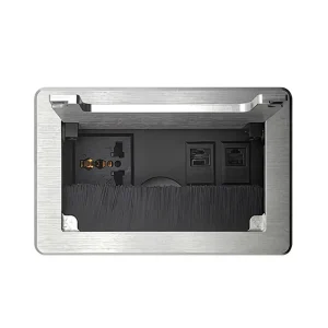 Aluminum Alloy Flip up Table Socket with Brush Hidden Outlet Plug Multimedia Desktop Power Outlet for Office Smart Life