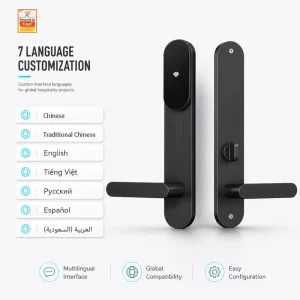 Aluminum Alloy Hotel Smart Door Lock IC Card RFID Keyless Entry Room Number Setting Multi Language Access Control System Cloud