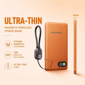 Aluminum Alloy Magnetic Wireless Power Bank 5000mAh 10000mAh PD20W Fast Charge B2B Custom Logo Portable with Stand OEM