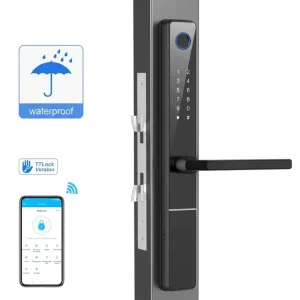 Aluminum Alloy Mortise Smart Door Lock with Key/Card/Password Unlock Cloud Storage for Sliding Steel/Brass Doors Digital Lock