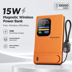 Aluminum Alloy Portable Magnetic Wireless Power Bank Ultra Slim 10000mAh PD20W Fast Charge with a Stand & Custom Logo
