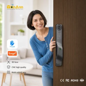 Aluminum Alloy Smart Door Lock Fingerprint Palm Unlock Face Recognition WiFi for Steel Door 2 Year Warranty
