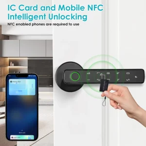 Aluminum Alloy Smart Wood Door Lock with Fingerprint Password App Control Cloud Storage Smart Home Device