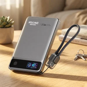 Aluminum Alloy Ultra-thin 2-in-1 Magnetic Power Bank 15W Wireless Wired Fast Charging 5000mAh 10000mAh N54 Grip TFT Display