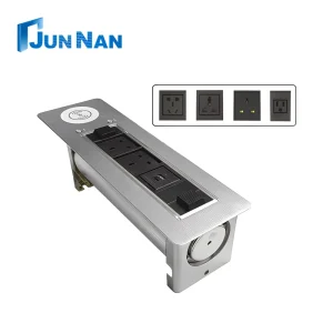 Aluminum Motorized Flip Up Socket Table Hidden Electricity Outlet Supports UK EU AU Multifunction Electric Rotary Desktop Socket