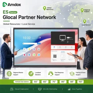 Amdox 65 75 Inch 4K Smart Interactive Board with 40 Touch Points for Schools Android & Windows