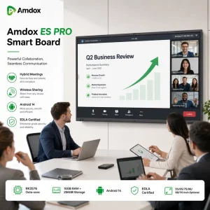 Amdox Android 16 65 Inch 4K UHD Interactive Smart Board with 16GB RAM EDLA Certification in Progress for Education Projects